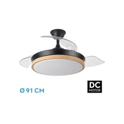 Fabrilamp - Ventilatore dc evros nero/hay 72w 6120lm 91d 3 stadi pieghevole 3000-4000-6000k telecomando, timer, memoria