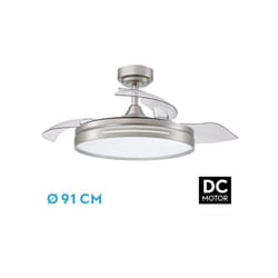 Fabrilamp - todolampara - ventilatore de plafoniera led dc micenas mini nichel pale pieghevoli 91D 6 velocità telecomando+timer+memoria
