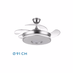 Ventilatore DC DANI MINI serie in metallo, ABS e policarbonato, colore NICKEL con quattro pale in ABS DEPLETABLE molto resist ...