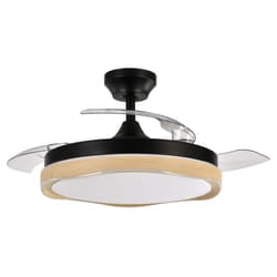 Fabrilamp 208791385 ventilatore Nero, Trasparente, Bianco, Legno