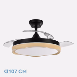 Fabrilamp 208791385 ventilatore Nero, Trasparente, Bianco, Legno