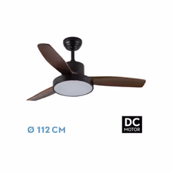 Fabrilamp KAVALA, Ventilatore domestico con pale, Nero, Quercia, Soffitto, 43 dB, 198 Giri/min, 112 cm