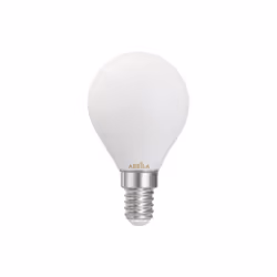 Lampadina sferica Led dede filamento opale de della serie ABRILA. Ha una potenza di 4W de, 360 lumen e una temperatura di 300 ...