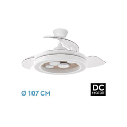 Fabrilamp - Ventilatore Dc Cupido 59w Bianco/Faggio 3asp.107d 6980l 3000-4500-6500k Dimmer+terremoto+memoria+timer