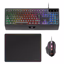 Mars Gaming MCP124, Cablato, USB, Interruttore a chiave a membrana, AZERTY, LED RGB, Nero