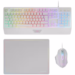 Mars Gaming MCP124W, Cablato, USB, Interruttore a chiave a membrana, QWERTY, LED RGB, Bianco