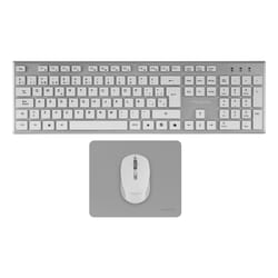 Tacens 6ZENITHWES tastiera Mouse incluso Casa/ufficio RF Wireless QWERTY Spagnolo Argento, Bianco