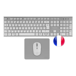 Tacens 6ZENITHWFR tastiera Mouse incluso Casa/ufficio RF Wireless AZERTY Francese Argento, Bianco