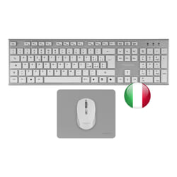 Tacens 6ZENITHWIT tastiera Mouse incluso Casa/ufficio RF Wireless QWERTY Italiano Argento, Bianco