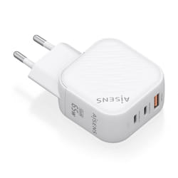 AISENS ASCH-65W3P026-W Caricabatterie per dispositivi mobili Universale Bianco AC Ricarica rapida Interno