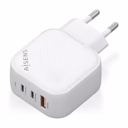 AISENS ASCH-65W3P026-W Caricabatterie per dispositivi mobili Universale Bianco AC Ricarica rapida Interno