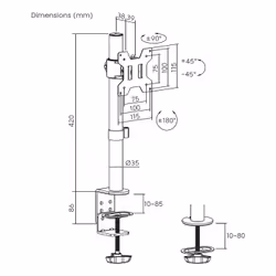 AISENS DT32TSR-275 Supporti a parete per TV 32" Scrivania Nero - Vista aggiuntiva 7