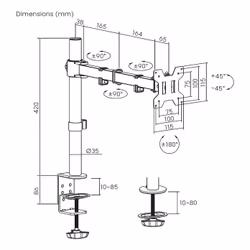 AISENS DT32TSR-277 Supporti a parete per TV 32" Scrivania Nero - Vista aggiuntiva 7