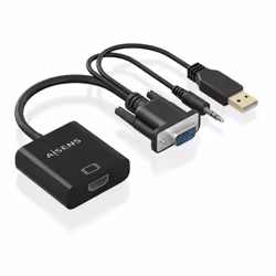 AISENS A115-0872 cavo e adattatore video 0,2 m HDMI tipo A (Standard) VGA (D-Sub) + 3.5mm + USB Type-A Nero