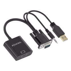 AISENS A115-0872 cavo e adattatore video 0,2 m HDMI tipo A (Standard) VGA (D-Sub) + 3.5mm + USB Type-A Nero
