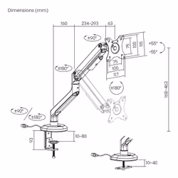 AISENS DT32TSR-295 Supporti a parete per TV 32" Scrivania Nero, Bianco - Vista aggiuntiva 7