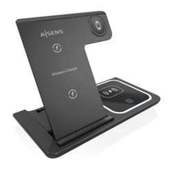 AISENS ASCH-15W3WC043-BK Caricabatterie per dispositivi mobili Auricolare, Telefono cellulare, Smartphone, Orologio intelligente Nero USB Carica wireless Ricarica rapida Interno