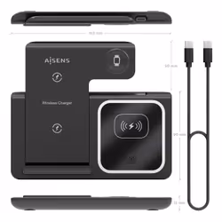 AISENS ASCH-15W3WC043-BK Caricabatterie per dispositivi mobili Auricolare, Telefono cellulare, Smartphone, Orologio intelligente Nero USB Carica wireless Ricarica rapida Interno - Vista aggiuntiva 4