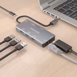 AISENS ASUC-9P018-GR replicatore di porte e docking station per laptop Cablato USB 3.2 Gen 1 (3.1 Gen 1) Type-C Grigio - Vista aggiuntiva 6