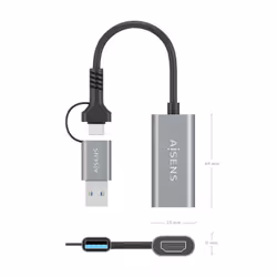 AISENS A109-0913 adattatore grafico USB 1920 x 1080 Pixel Grigio - Vista aggiuntiva 4