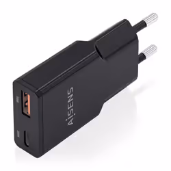 AISENS ASCH-30W2P047-BK Caricabatterie per dispositivi mobili Fotocamera, MP3, MP4, Telefono cellulare, Navigatore, Computer portatile, Console portatile, Smartphone, Tablet, Universale Nero AC Ricarica rapida Interno