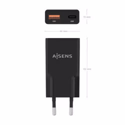 AISENS ASCH-30W2P047-BK Caricabatterie per dispositivi mobili Fotocamera, MP3, MP4, Telefono cellulare, Navigatore, Computer portatile, Console portatile, Smartphone, Tablet, Universale Nero AC Ricarica rapida Interno - Vista aggiuntiva 4