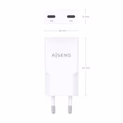 AISENS ASCH-30W2P048-W Caricabatterie per dispositivi mobili Fotocamera, MP3, MP4, Telefono cellulare, Navigatore, Computer portatile, Console portatile, Smartphone, Tablet, Universale Bianco AC Ricarica rapida Interno - Vista aggiuntiva 4