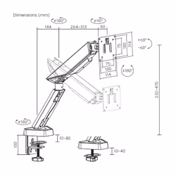AISENS DT49TSR-343 Supporti a parete per TV 124,5 cm (49") Scrivania Nero, Bianco - Vista aggiuntiva 7