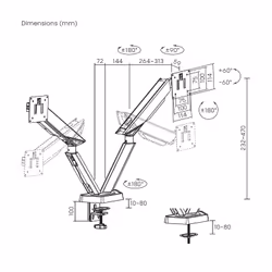 AISENS DT38TSR-345 Supporti a parete per TV 96,5 cm (38") Scrivania Nero, Bianco - Vista aggiuntiva 7
