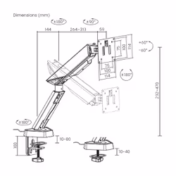 AISENS DT49TSRRGB-347 Supporti a parete per TV 124,5 cm (49") Scrivania Nero, Grigio - Vista aggiuntiva 7