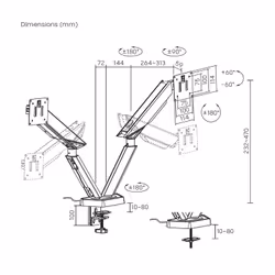 AISENS DT38TSRRGB-349 Supporti a parete per TV 96,5 cm (38") Scrivania Nero, Bianco - Vista aggiuntiva 7