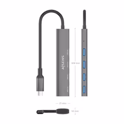 AISENS A109-0943 replicatore di porte e docking station per laptop Cablato USB 3.2 Gen 1 (3.1 Gen 1) Type-C Grigio - Vista aggiuntiva 4