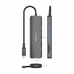 AISENS ASUC-6P024-GR replicatore di porte e docking station per laptop Cablato USB 3.2 Gen 1 (3.1 Gen 1) Type-C Grigio - Vista aggiuntiva 4