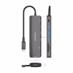 AISENS ASUC-7P025-GR replicatore di porte e docking station per laptop Cablato USB 3.2 Gen 1 (3.1 Gen 1) Type-C Grigio - Vista aggiuntiva 4