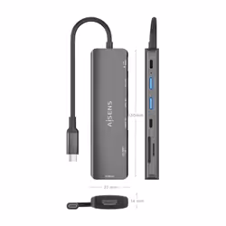 AISENS ASUC-7P026-GR replicatore di porte e docking station per laptop Cablato USB 3.2 Gen 1 (3.1 Gen 1) Type-C Grigio - Vista aggiuntiva 4
