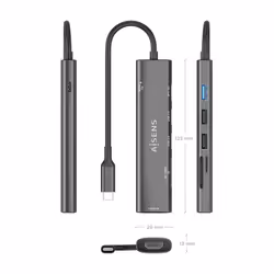 AISENS ASUC-7P027-GR replicatore di porte e docking station per laptop Cablato USB 3.2 Gen 1 (3.1 Gen 1) Type-C Grigio - Vista aggiuntiva 4