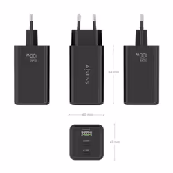 AISENS ASCH-100W3P052-BK Caricabatterie per dispositivi mobili Universale Nero AC Ricarica rapida Interno - Vista aggiuntiva 4