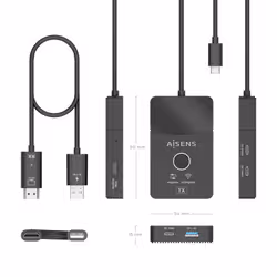 AISENS ASWL-H2KDC30M05-BK replicatore di porte e docking station per laptop Con cavo e senza cavo USB 3.2 Gen 1 (3.1 Gen 1) Type-C Nero - Vista aggiuntiva 4