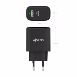 AISENS A110-0972 Caricabatterie per dispositivi mobili Fotocamera, GPS, Telefono cellulare, Computer portatile, Smartphone, Tablet, Universale Nero AC Ricarica rapida Interno - Vista aggiuntiva 4