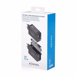 AISENS ASCH-65W3P071-BK Caricabatterie per dispositivi mobili Fotocamera, GPS, Telefono cellulare, Computer portatile, Smartphone, Tablet, Universale Nero AC Ricarica rapida Interno - Vista aggiuntiva 7
