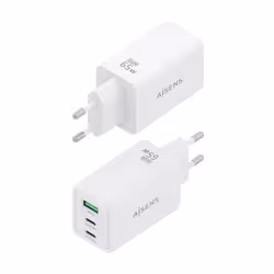 AISENS ASCH-65W3P072-W Caricabatterie per dispositivi mobili Fotocamera, GPS, Telefono cellulare, Computer portatile, Smartphone, Tablet, Universale Bianco AC Ricarica rapida Interno - Vista aggiuntiva 3