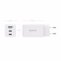 AISENS ASCH-65W3P072-W Caricabatterie per dispositivi mobili Fotocamera, GPS, Telefono cellulare, Computer portatile, Smartphone, Tablet, Universale Bianco AC Ricarica rapida Interno - Vista aggiuntiva 4