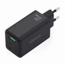 AISENS ASCH-65W3P073-BK Caricabatterie per dispositivi mobili Fotocamera, GPS, Telefono cellulare, Computer portatile, Smartphone, Tablet, Universale Nero AC Ricarica rapida Interno - Vista aggiuntiva 2