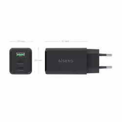 AISENS ASCH-65W3P073-BK Caricabatterie per dispositivi mobili Fotocamera, GPS, Telefono cellulare, Computer portatile, Smartphone, Tablet, Universale Nero AC Ricarica rapida Interno - Vista aggiuntiva 4
