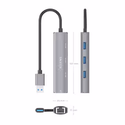 AISENS ASUC-4P034-GR replicatore di porte e docking station per laptop Cablato USB 3.2 Gen 1 (3.1 Gen 1) Type-A Grigio - Vista aggiuntiva 4