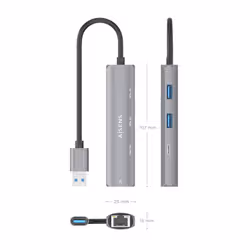 AISENS ASUC-4P035-GR replicatore di porte e docking station per laptop Cablato USB 3.2 Gen 1 (3.1 Gen 1) Type-A Grigio - Vista aggiuntiva 4