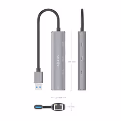 AISENS ASUC-4P037-GR replicatore di porte e docking station per laptop Cablato USB 3.2 Gen 1 (3.1 Gen 1) Type-A Grigio - Vista aggiuntiva 4