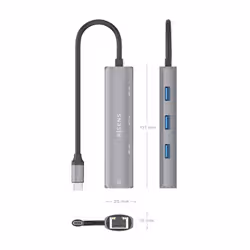 AISENS ASUC-4P038-GR replicatore di porte e docking station per laptop Cablato USB 3.2 Gen 1 (3.1 Gen 1) Type-C Grigio - Vista aggiuntiva 4