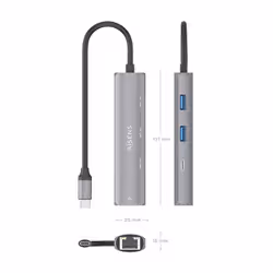 AISENS ASUC-4P039-GR replicatore di porte e docking station per laptop Cablato USB 3.2 Gen 1 (3.1 Gen 1) Type-C Grigio - Vista aggiuntiva 4