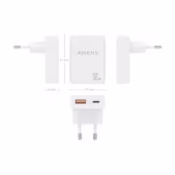 AISENS ASCH-30W2P074-W Caricabatterie per dispositivi mobili Fotocamera, Telefono cellulare, Computer portatile, Smartphone, Tablet, Universale Bianco AC Ricarica rapida Interno - Vista aggiuntiva 4